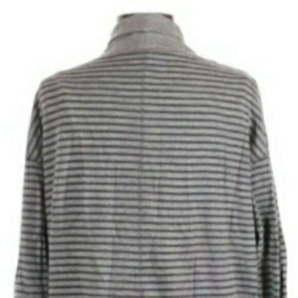 Coldwater Creek Cotton Casual Sporty Open Cardigan Monotone Gray Striped Sz 14 - Picture 7 of 11